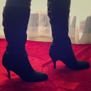 BCBG High Heel Black Suede Tall Boots